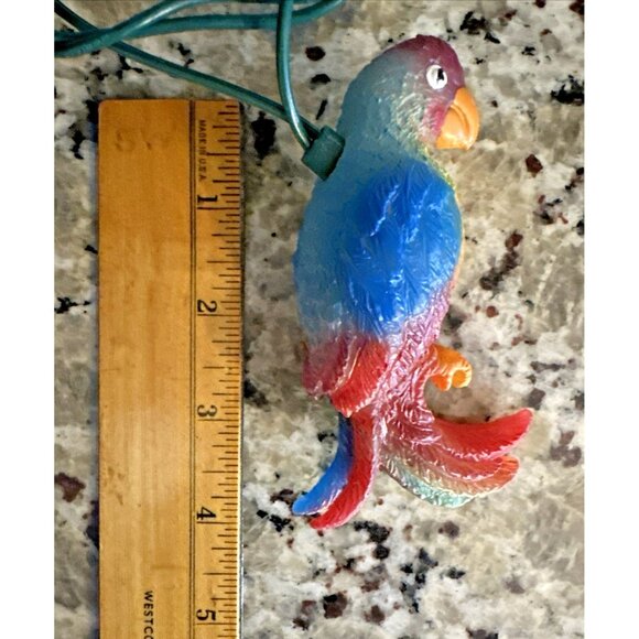 Tropical Paradise Parrot String Lights 10 Parrots 4" Each Rubber Indoor Outdoor - Picture 2 of 12